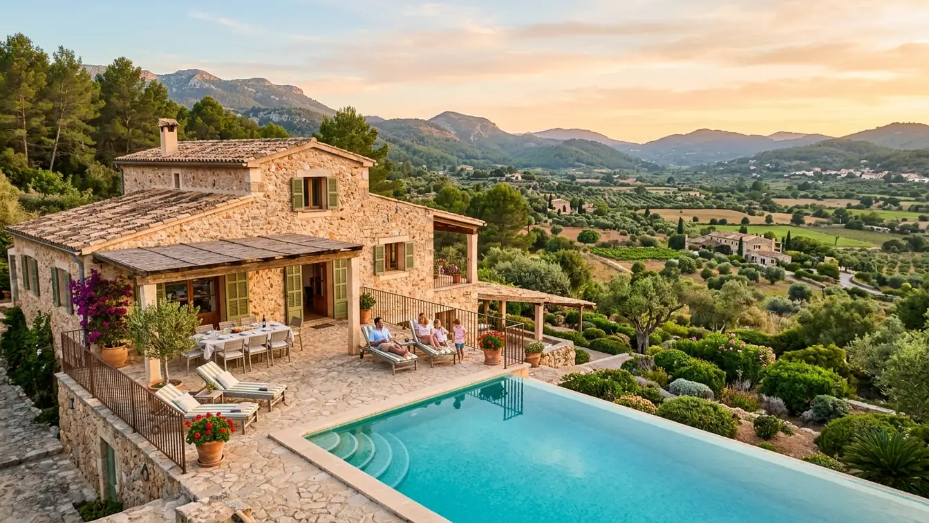 Stone finca pool terrace Mallorca countryside