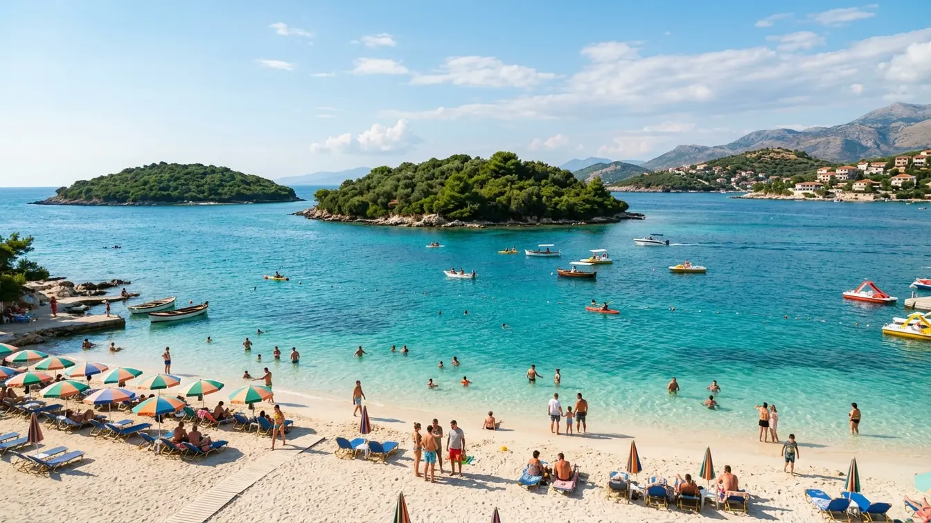 Ksamil island beaches turquoise water Albania