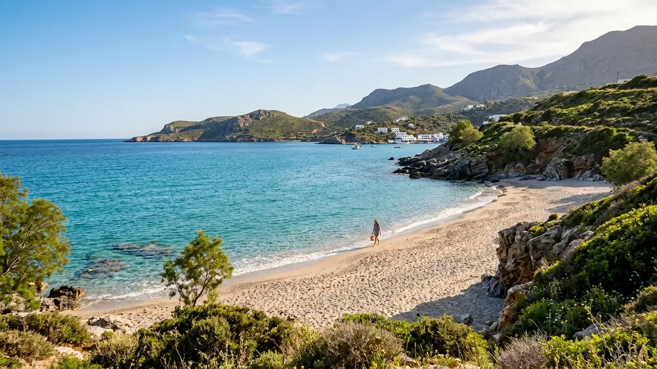 Quiet Cretan beach May before season