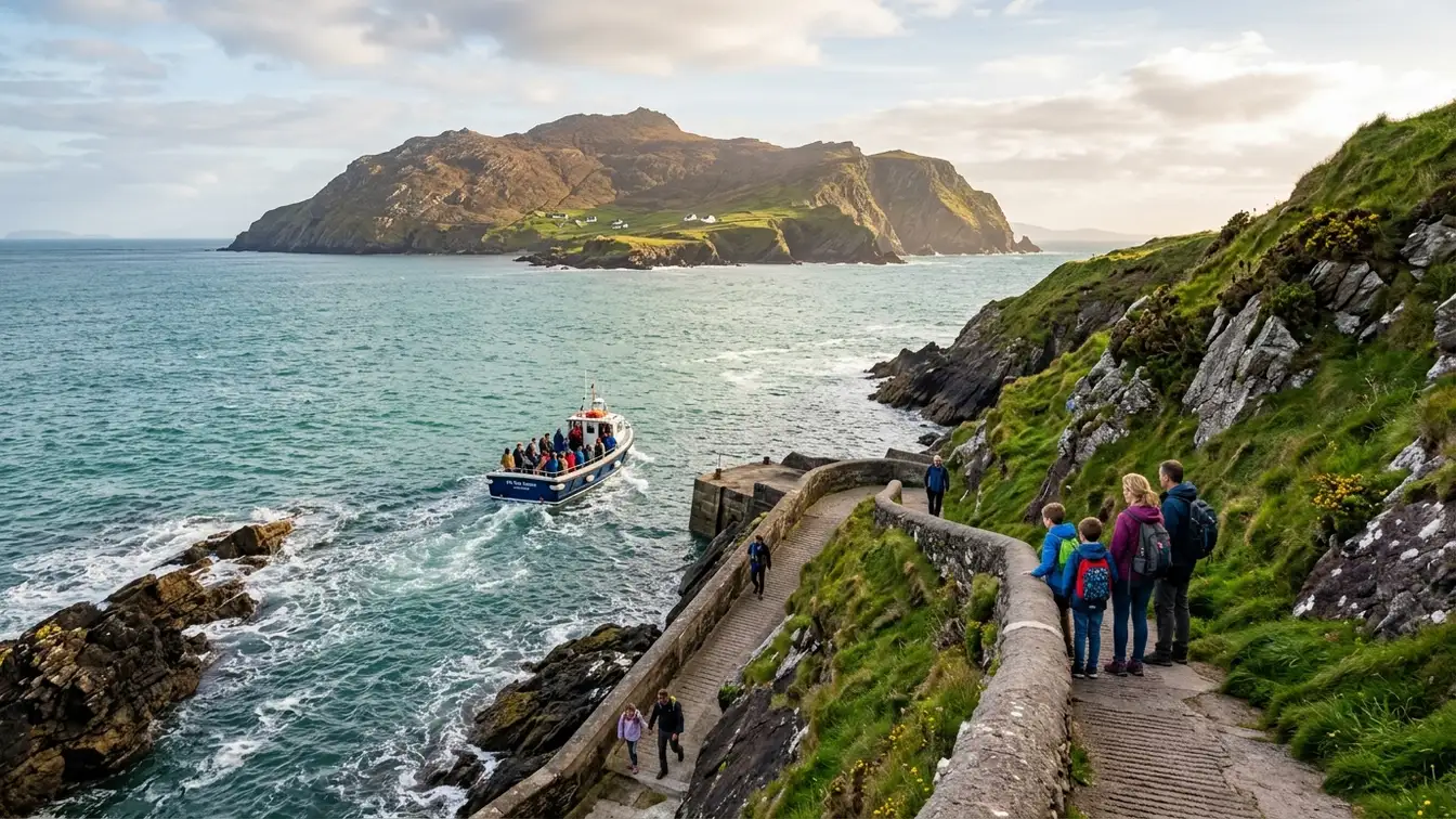 Ferry to Great Blasket Island at Dunquin Pier Kerry Ireland