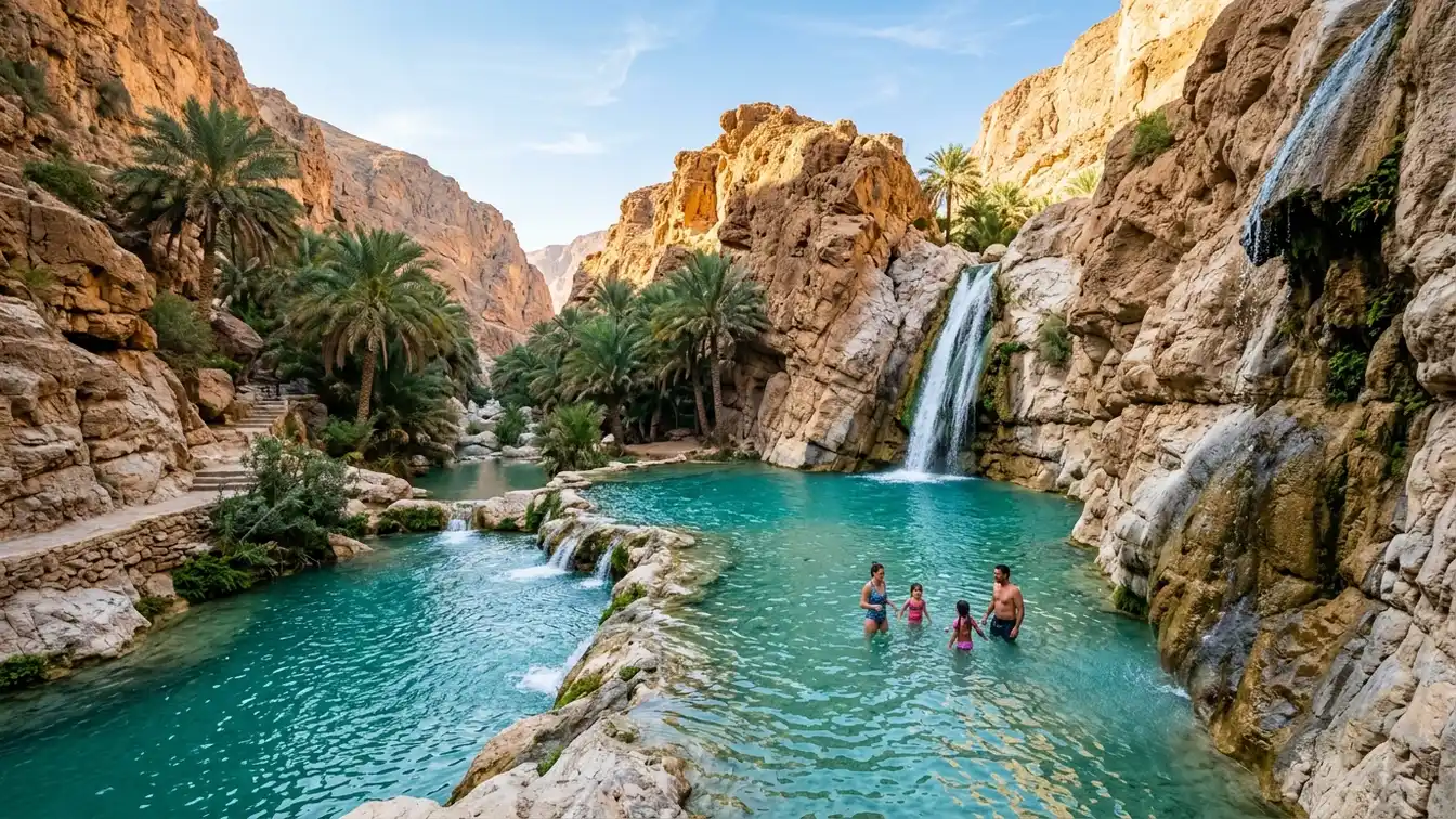 Turquoise pools Wadi Shab Oman