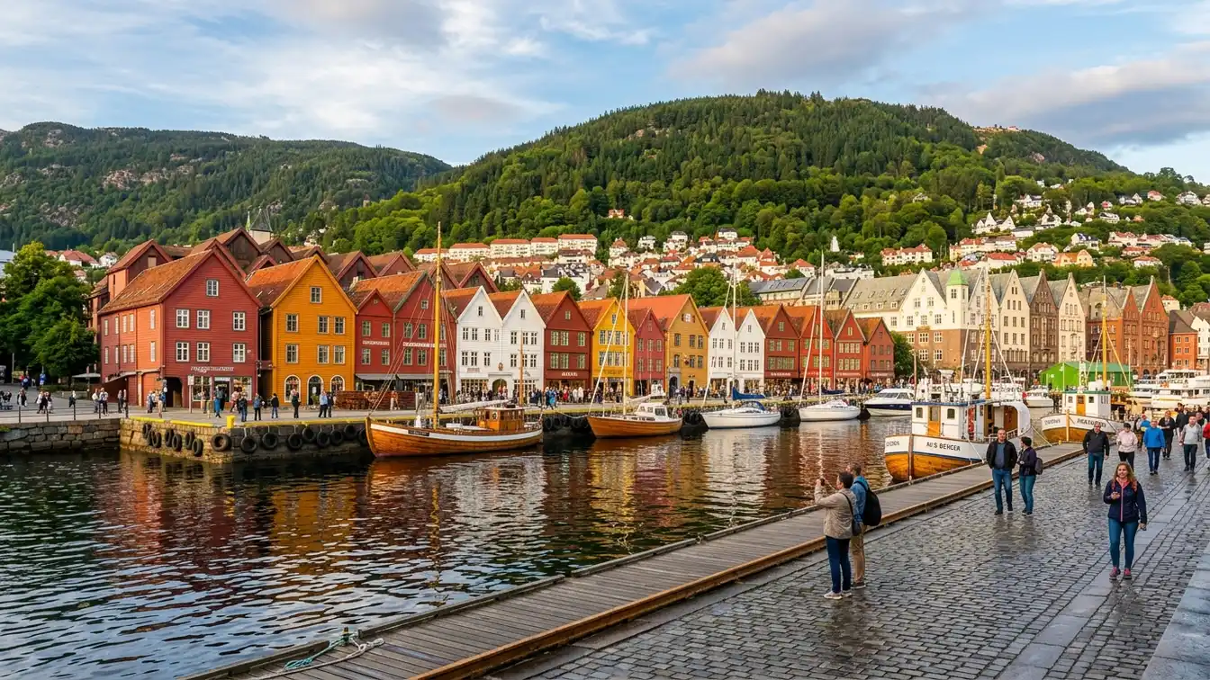 Bryggen Wharf wooden houses Bergen Norway