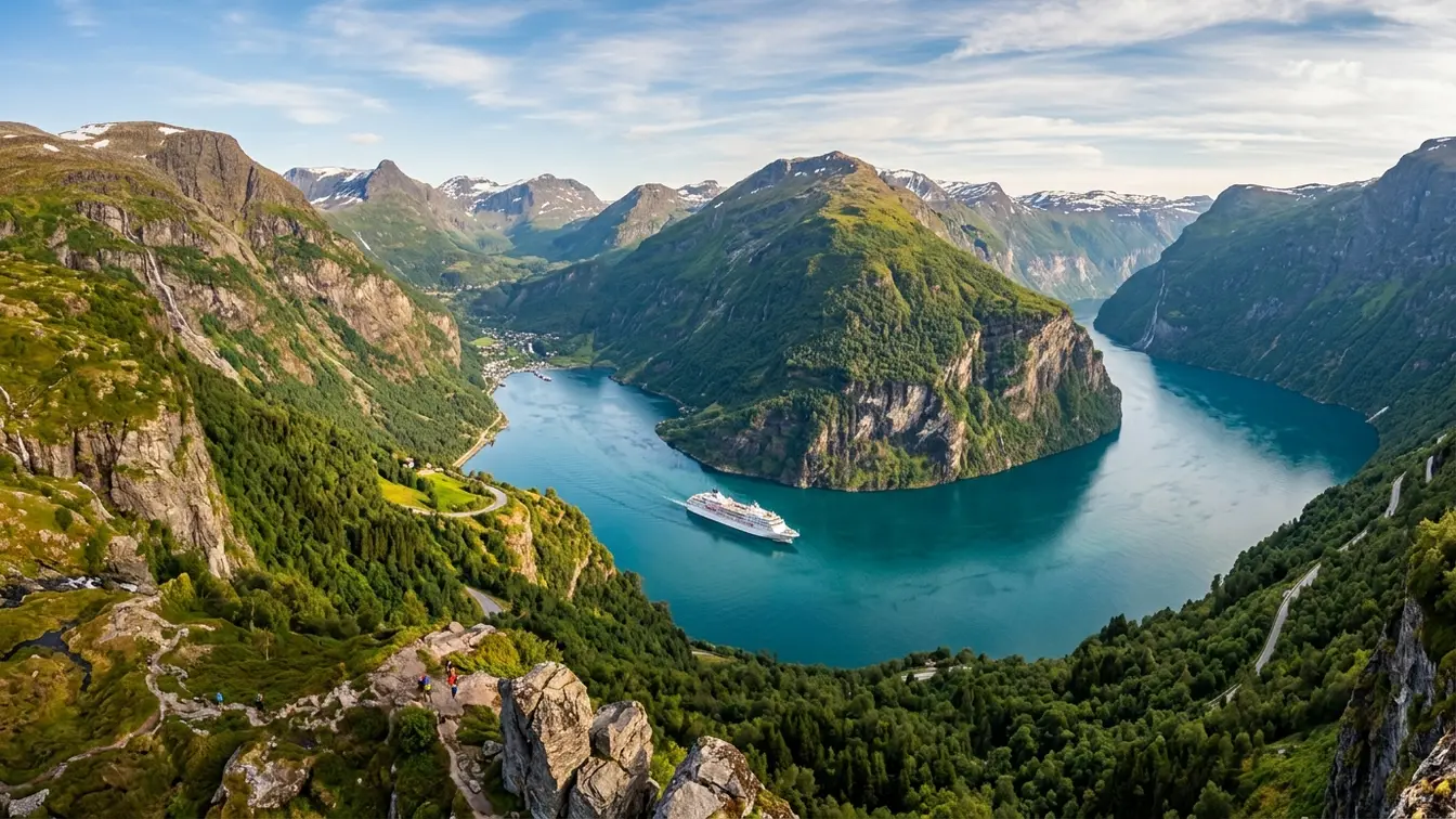 Aerial view Geirangerfjord Norway