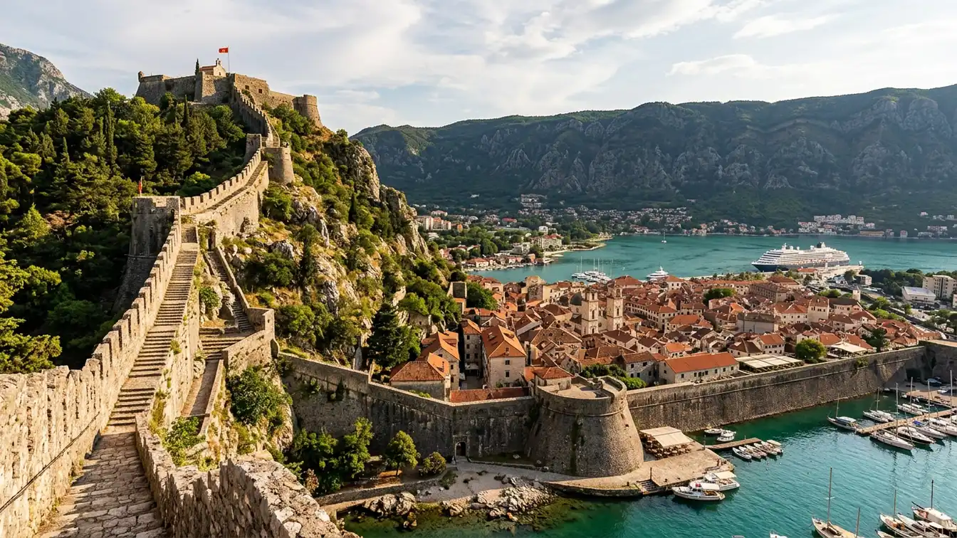 Ancient stone walls Kotor Old Town Montenegro